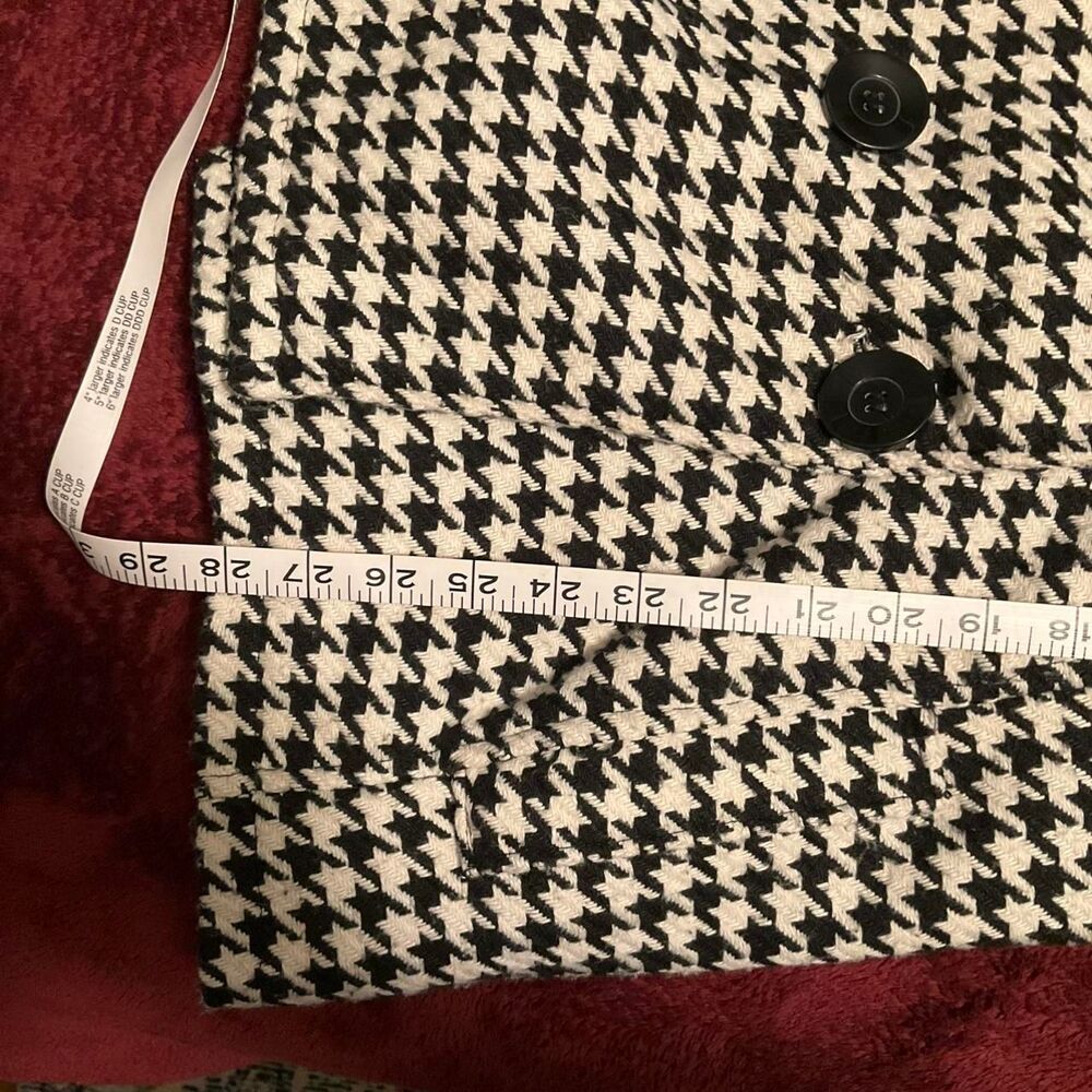 Rue 21 Women's Black and White Houndstooth Double-Breasted Pea Coat Large - Picture 8 of 8